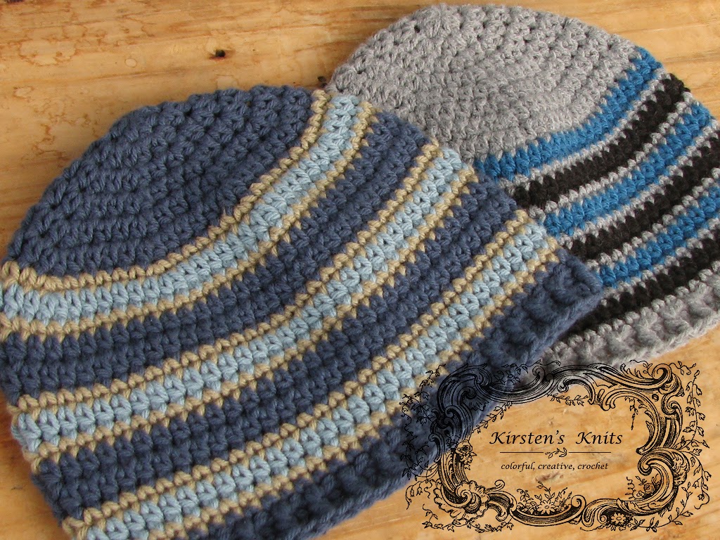 Kirstens Knits: Seeing Stripes, Mens Beanies for Charity