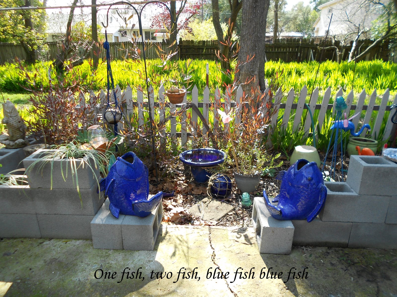 Weeder's Garden blue fish planters