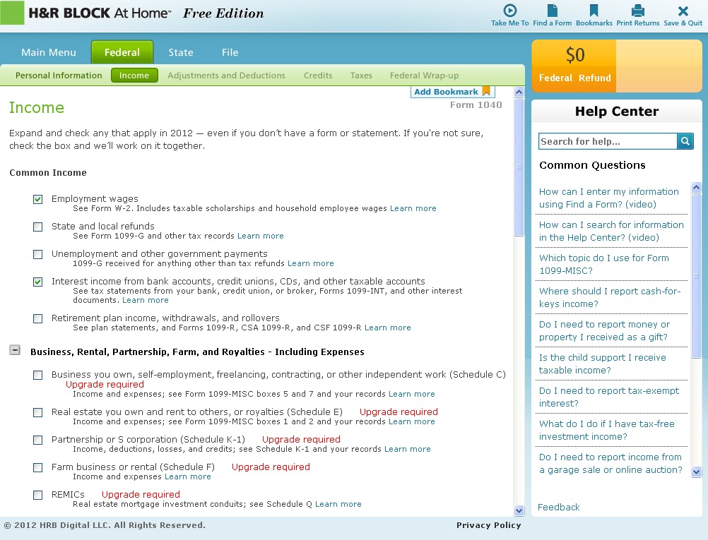 A Detailed Look Inside H&R Block's Online Tax Preparation Platform What is Free and What Must