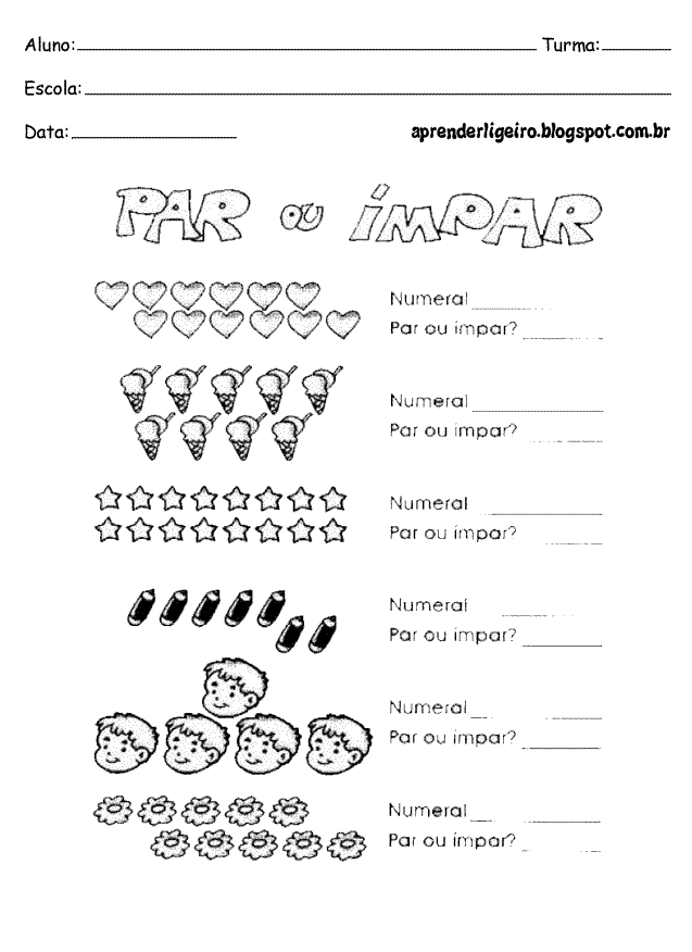 Aprender Ligeiro Atividades Numeros Pares E Impares