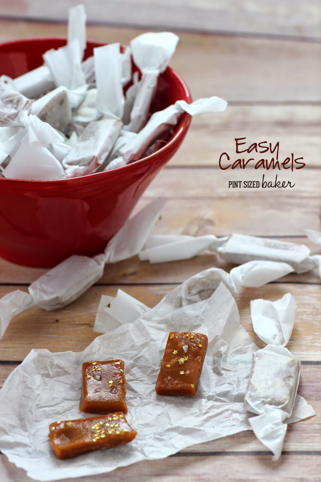 These easy Holiday Caramels are super easy to make and taste delicious! They are perfect for the holidays and make great gifts!