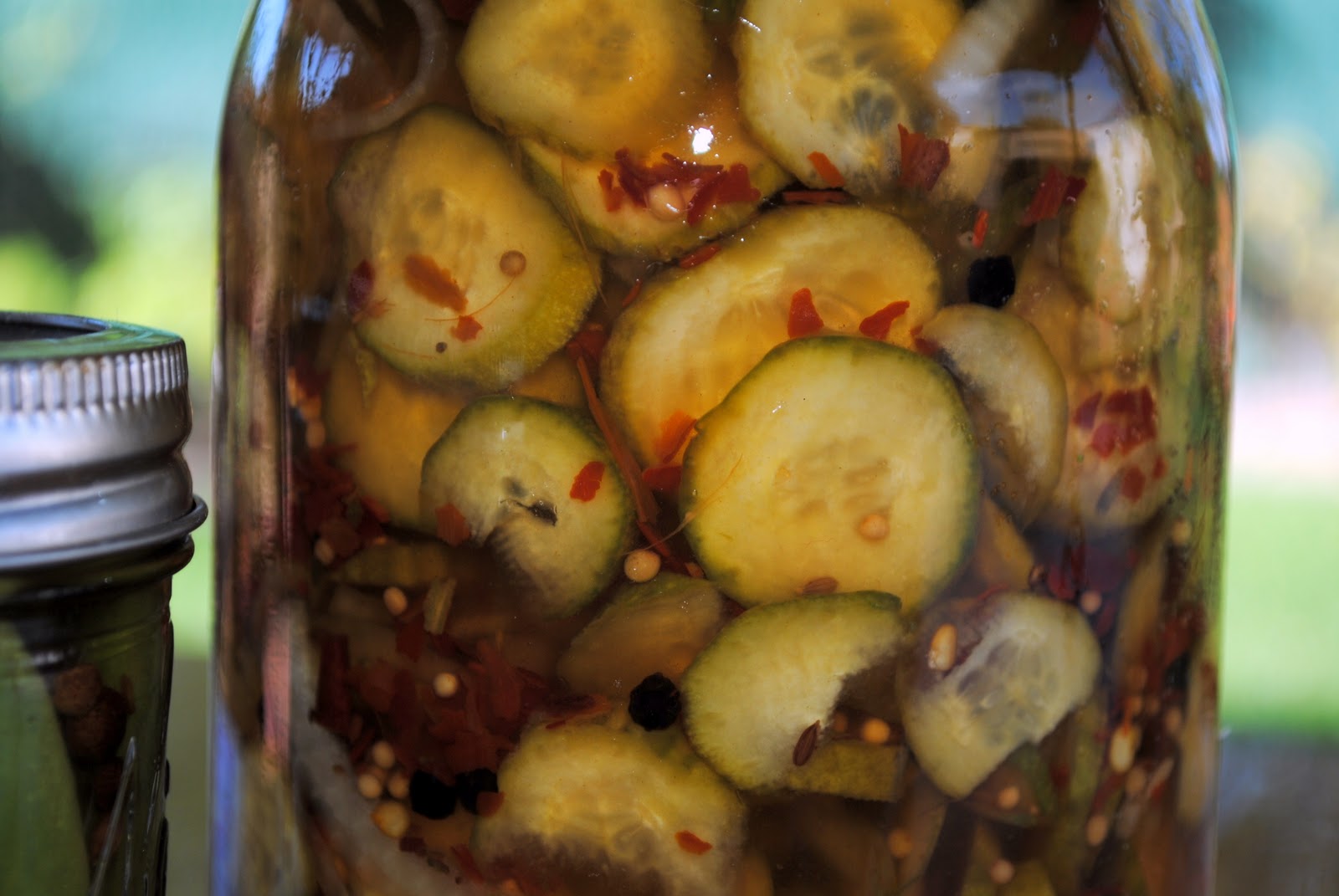 {45 by 45} spicy bread & butter pickles and pickled pea pods...