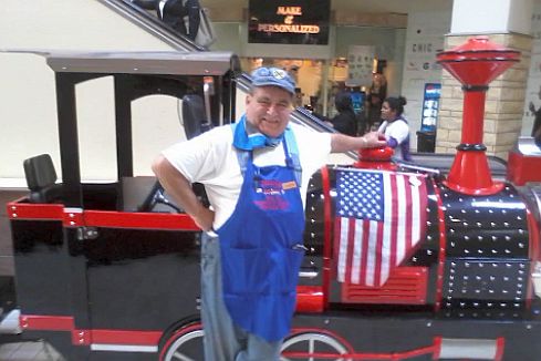 kiddie train with USA flag kiddie train with USA flag