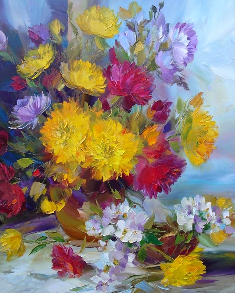 flores-cuadros-pintados-al-oleo bodegon-de-flores-pintura-al-oleo