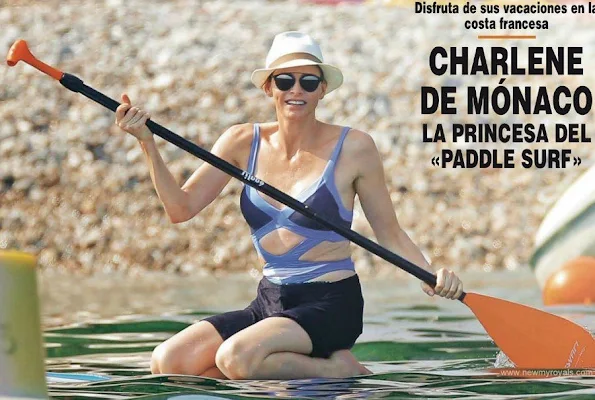 Princess Charlene of Monaco on surf at the French coast a few days ago