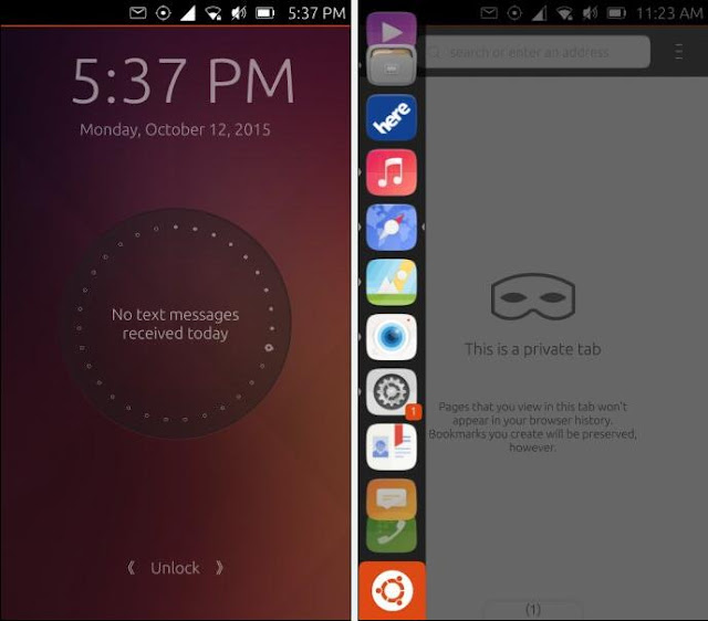 Ubuntu phone 15.04 lockscreen launcher new