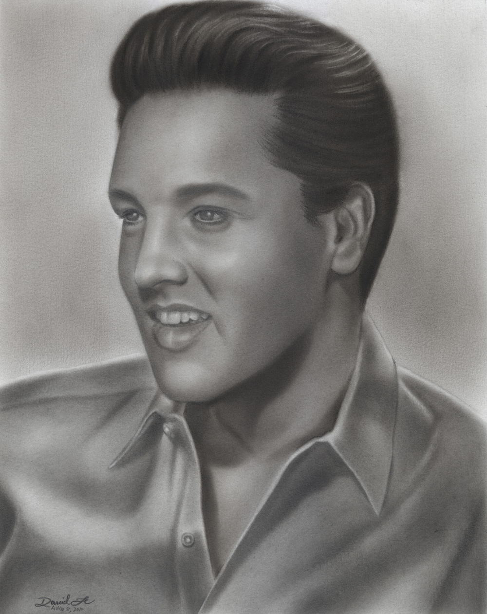 Pencil Drawings by David Te: Portrait of Elvis Presley