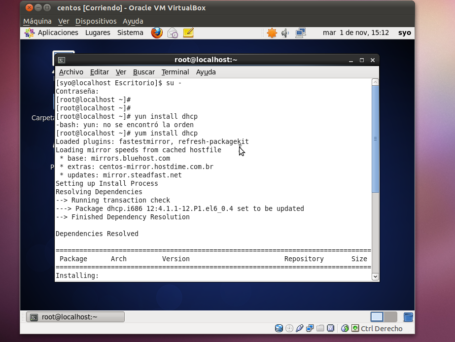 Gestion de Redes de Datos Servicio DHCP en CentOS 6