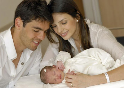 Kaka, his wife, Carolina Celico, and his newborn daughter, Isabella