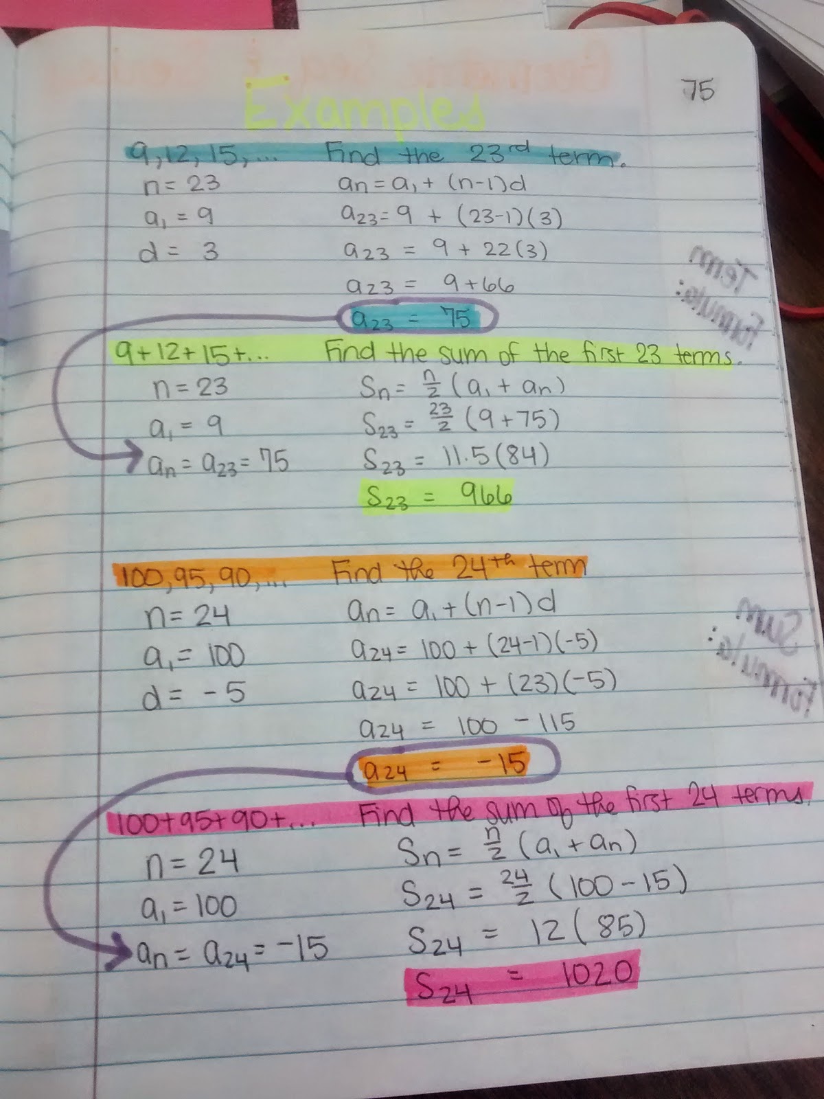 Math = Love: Algebra 2 Unit 4 INB Pages (Sequences and Series)