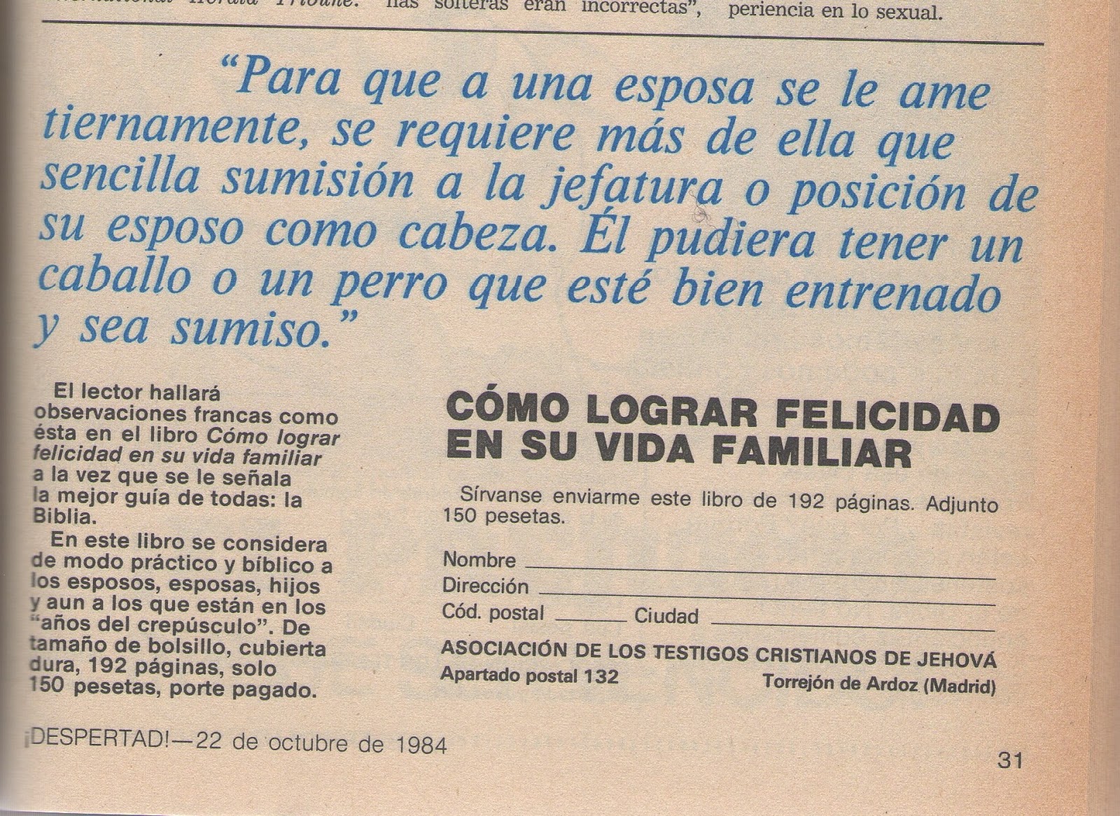 INSOMNIO – PROBLEMAS PARA DORMIR: - Página 2 %C2%A1Despertad!+22+de+octubre+de+1984,+p%C3%A1gina+31+Esposa+igual+a+perro