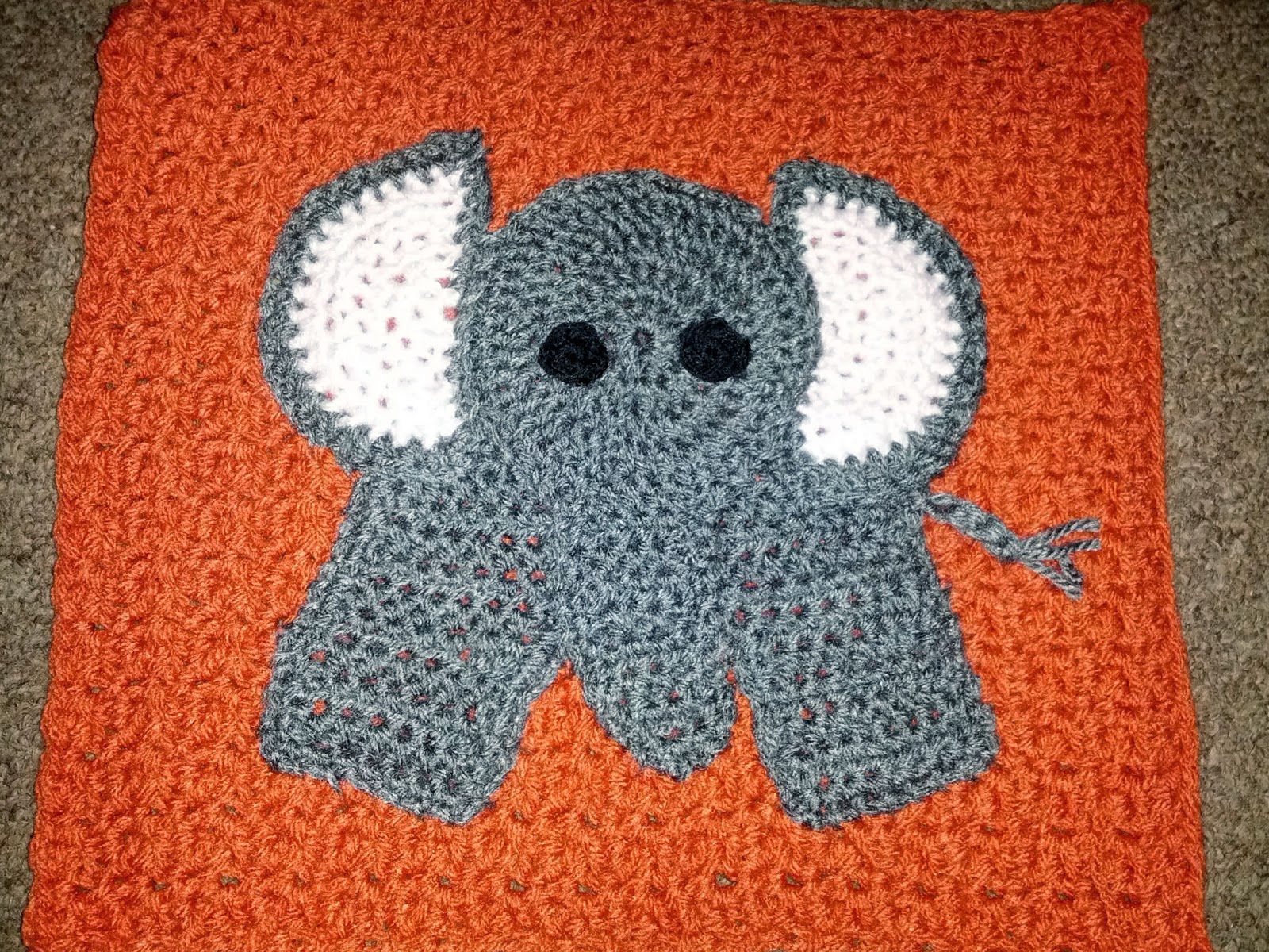 Blooming Lovely WIP Crochet Zoo Blanket Elephant Applique