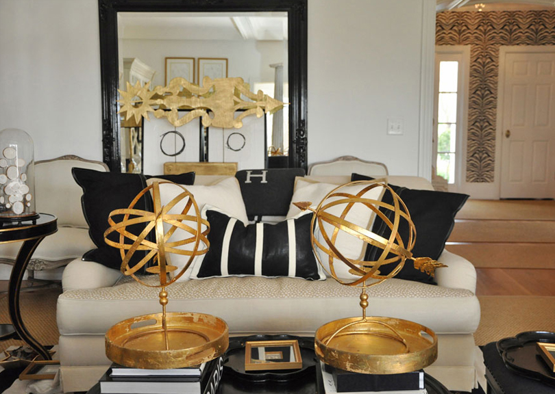 Black White Gray Gold Living Room