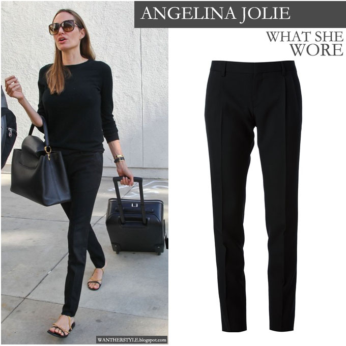 WHAT SHE WORE: Angelina Jolie in black polka dot sheer blouse with