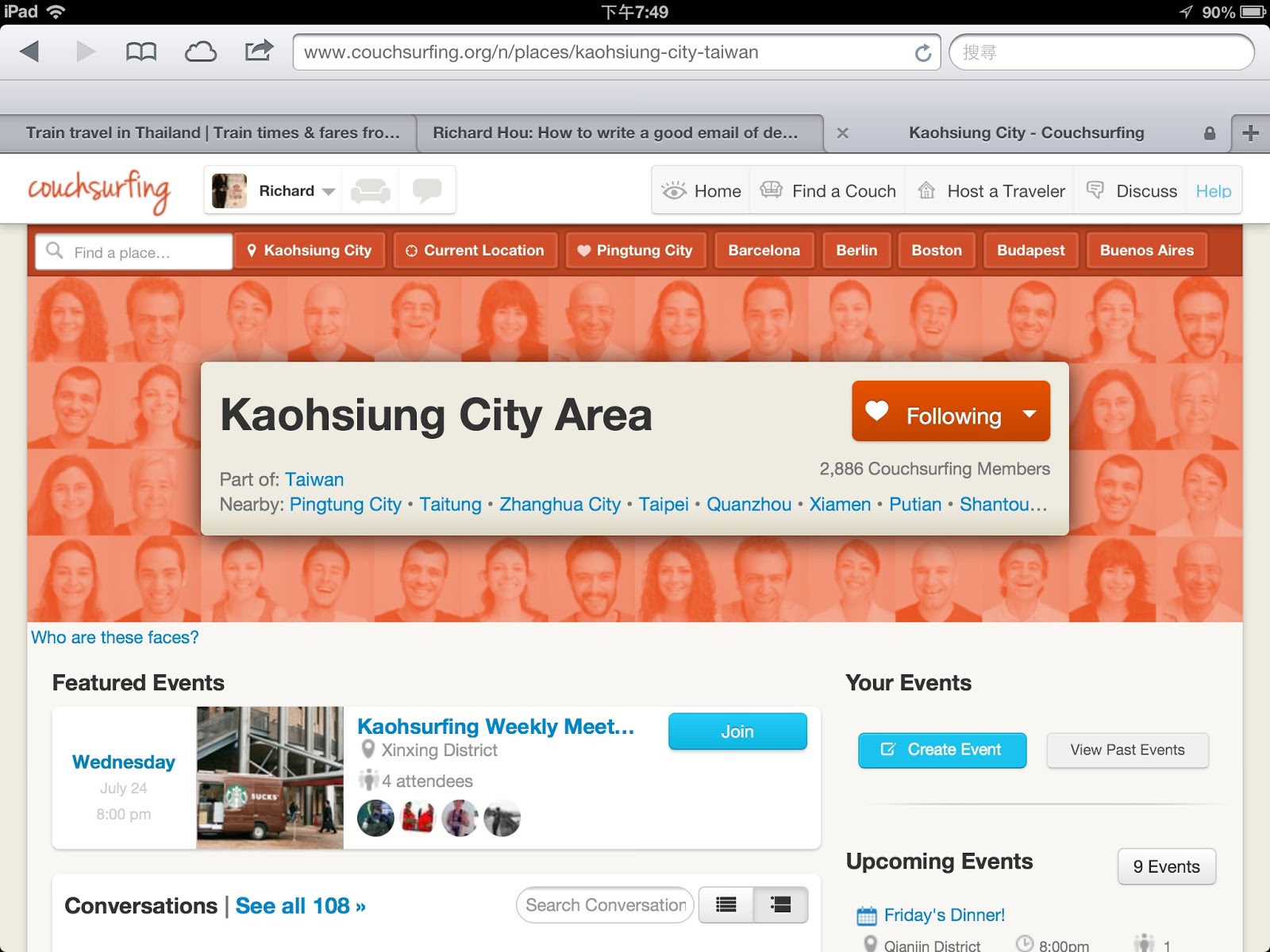 Couchsurfing messages picture