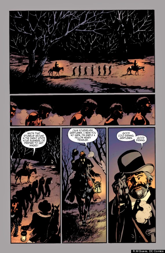 Pagina del cómic de Django Desencadenado por R.M. Guera. Pagina del cómic de Django Desencadenado por R.M. Guera.