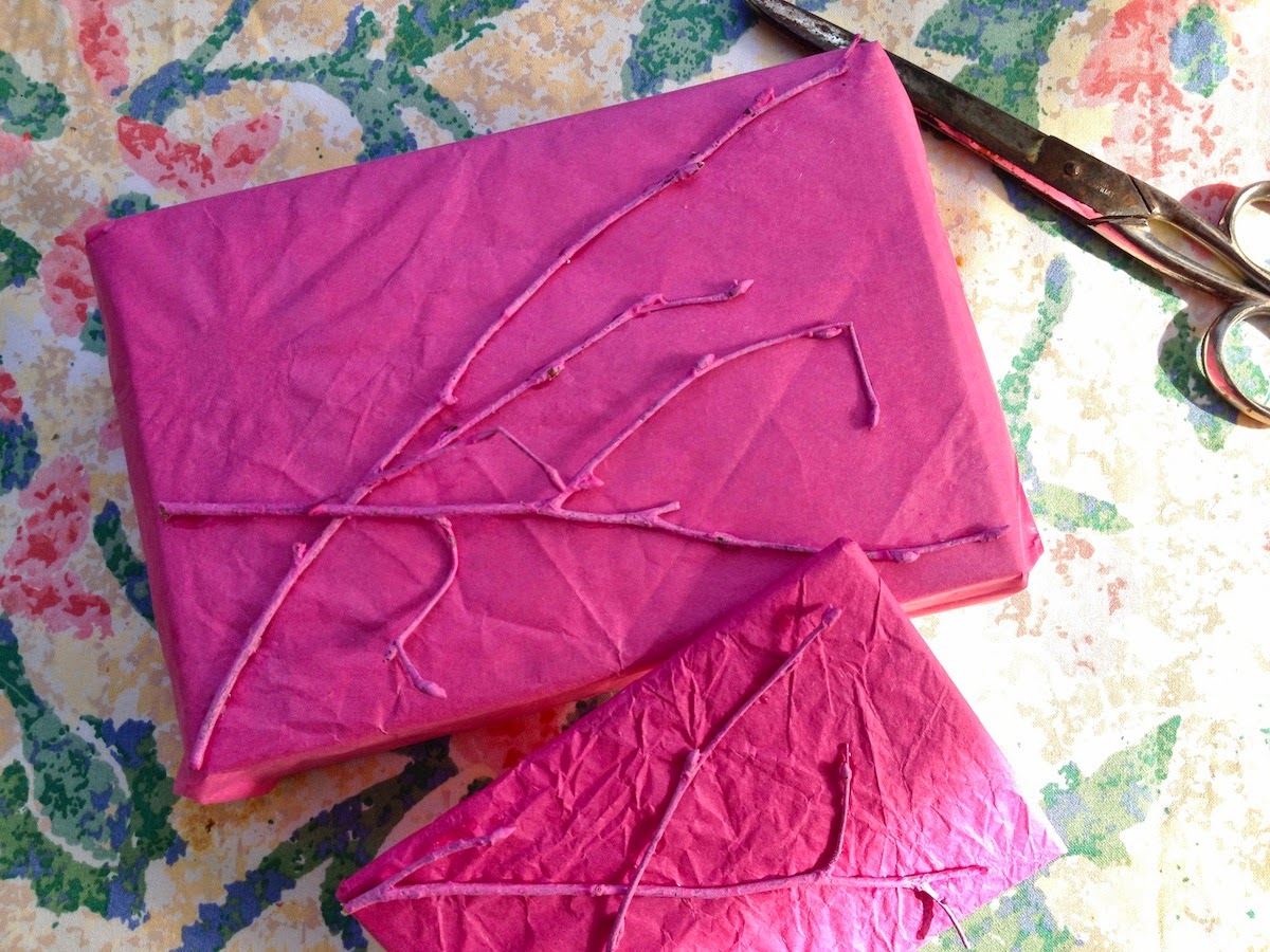Tulip & Lily Gift Wrapping Idea Tissue Paper plus Twigs plus Colour