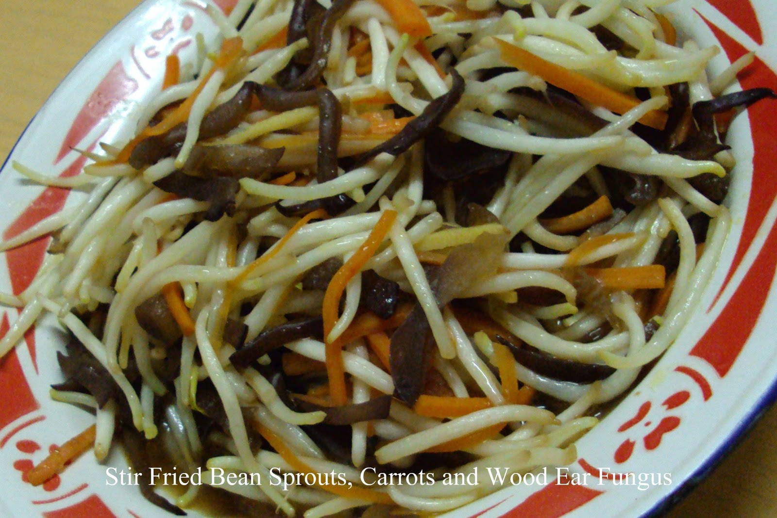 Stir Fried Bean Sprouts, Carrots and Wood Ear Fungus