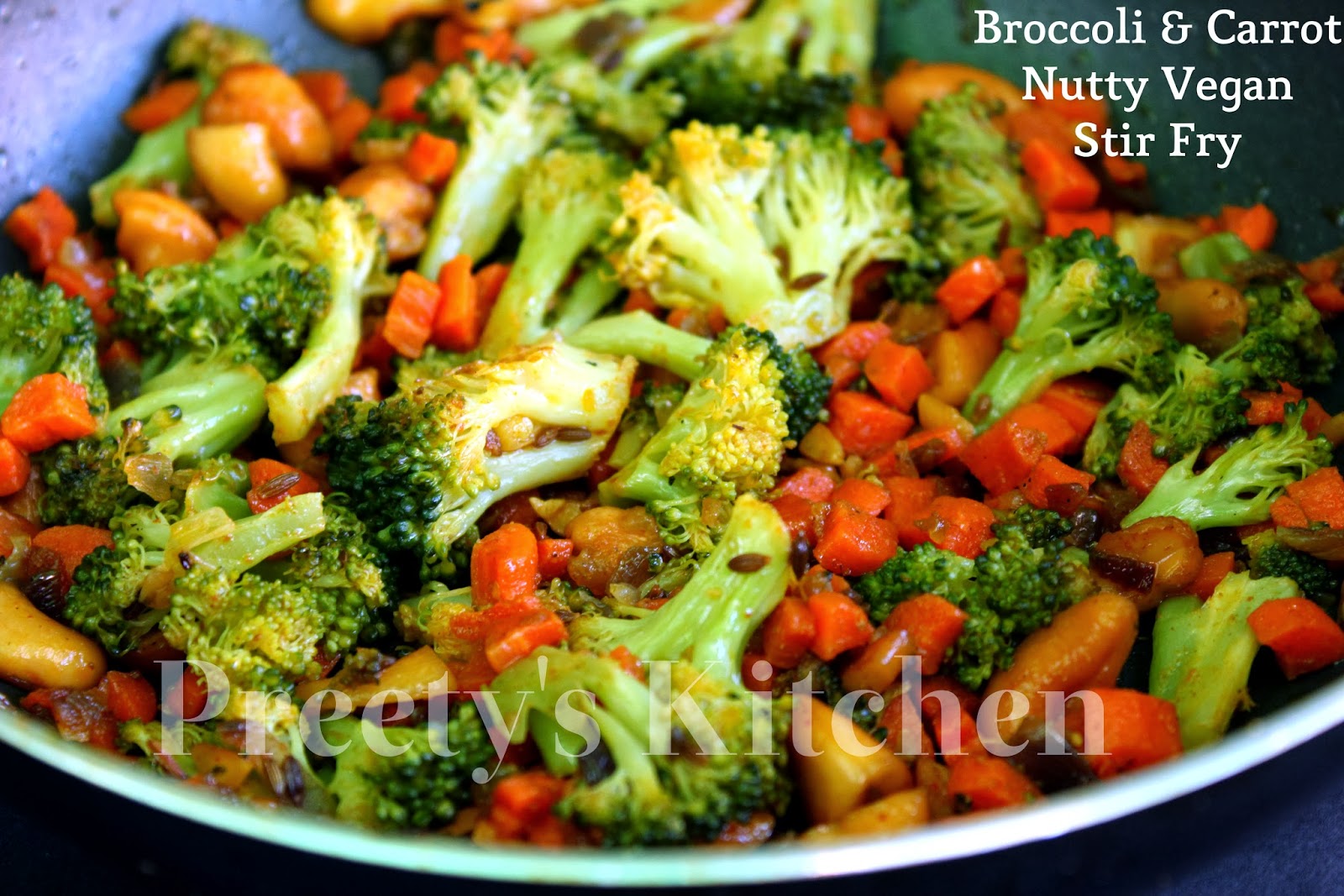 Preety's Kitchen Broccoli & Carrot Nutty Vegan Stir Fry
