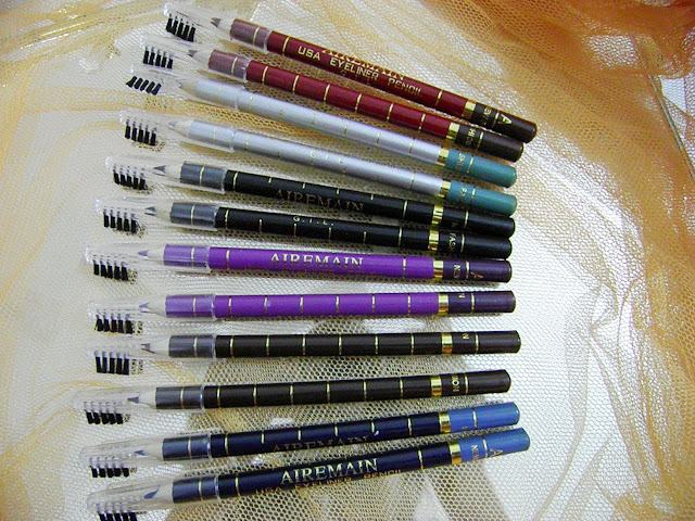 12 One side Eyeliner Pencils with Brush Eyeliner by Romwe