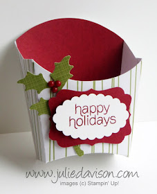 November 2015 Paper Pumpkin Alternative Ideas - Mistletoe & Holly Cards + Fry Box for Christmas #stampinup www.juliedavison.com