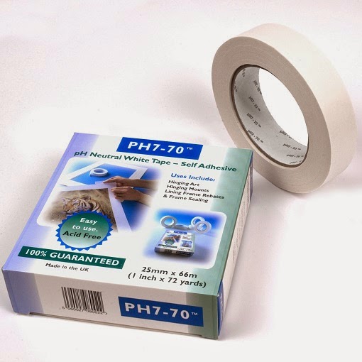 PH7-70 Acid Free Conservation White Mount Fixing and Hinging tape 25mmx66m