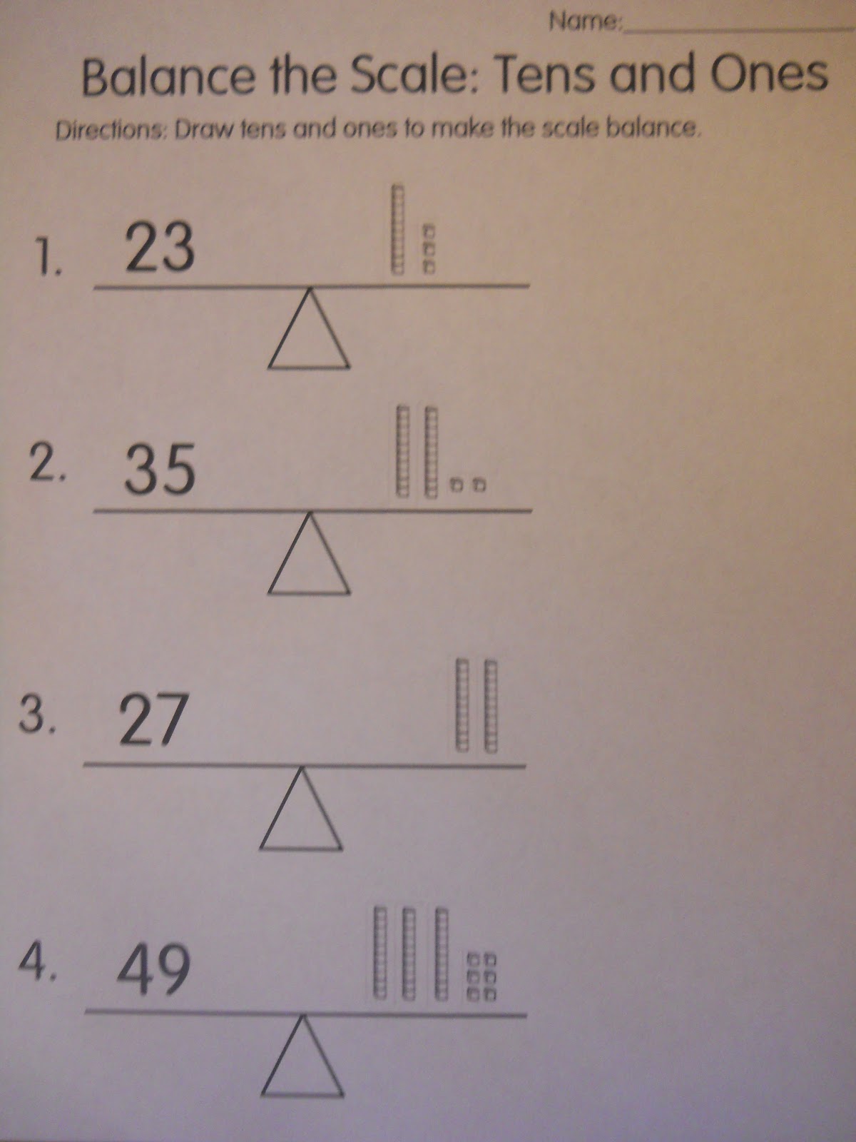 Mrs. T's First Grade Class: Balance the Scale: Tens and Ones