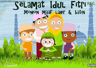 Animasi gerak ucapan idul fitri Animasi kartun Ucapan lebaran dan juga idul fitri lucu