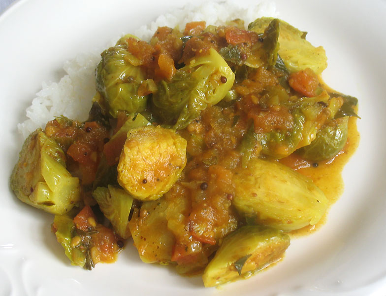 Brussels Sprouts Kulambu (Brussels in a Spicy Tomato Sauce) Lisa's