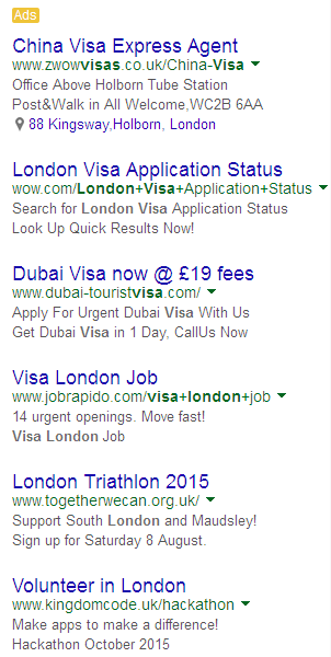 London Visa ads example