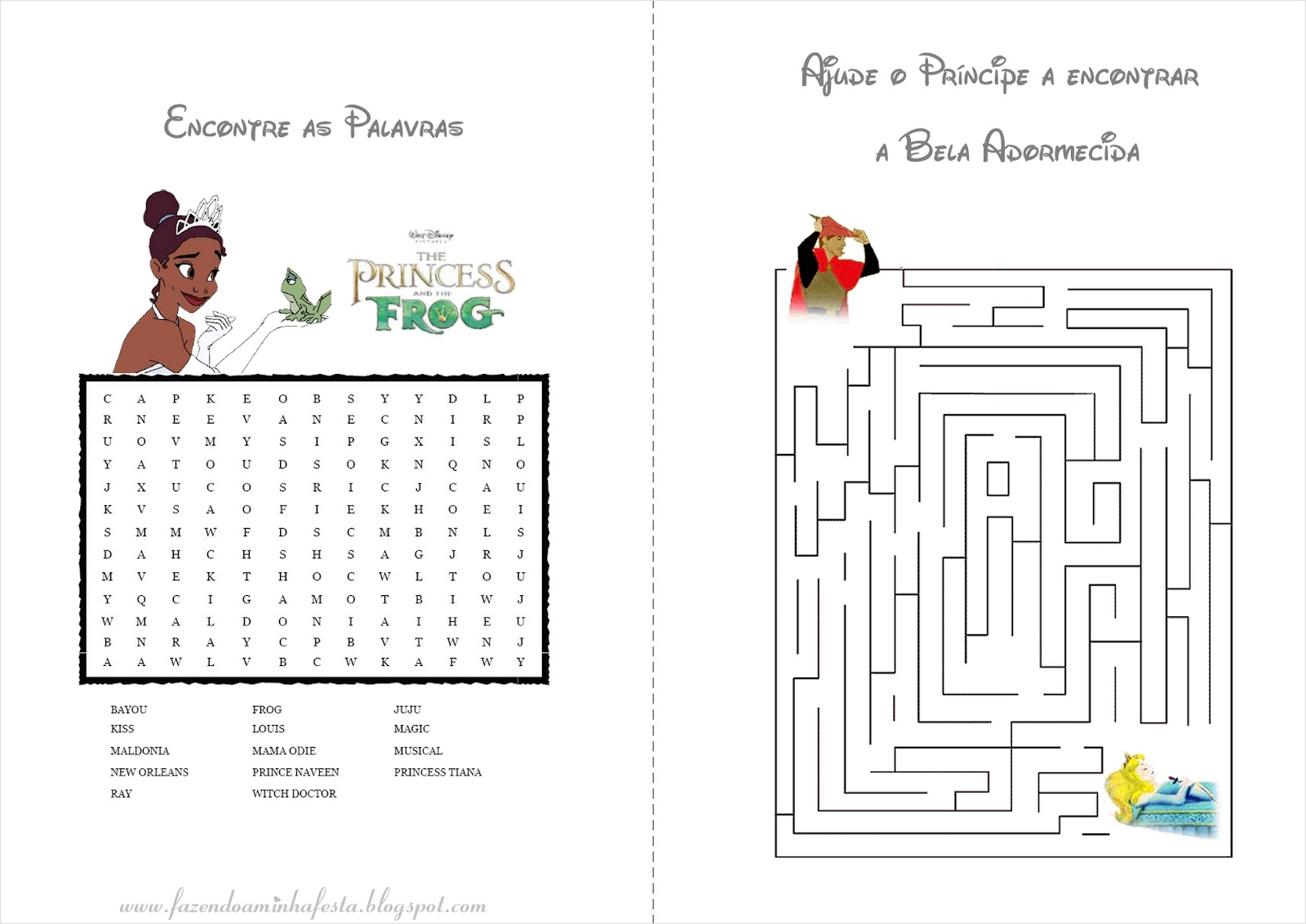 Planilhas imprimíveis em PDF com princesas para colorir