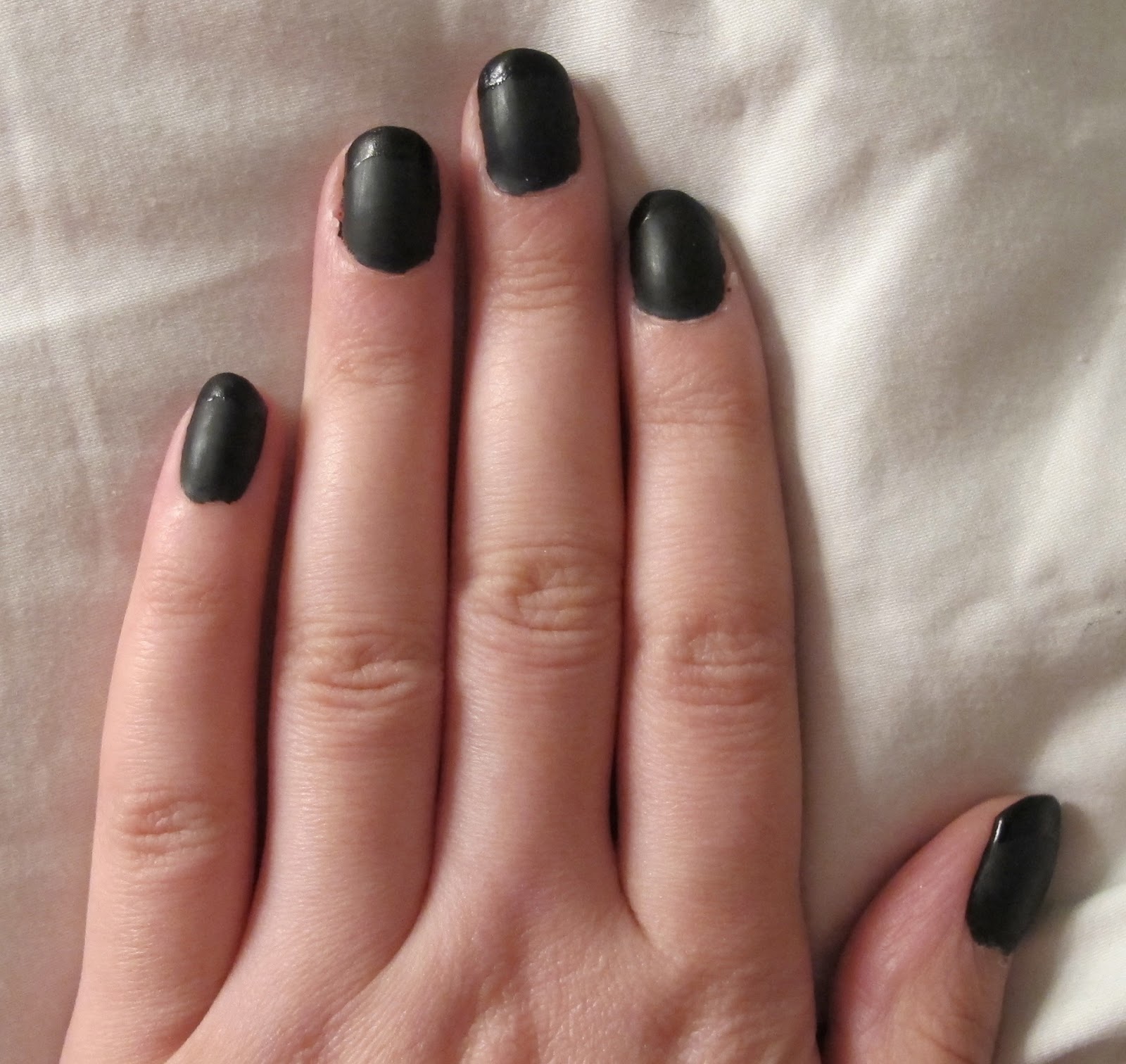 Steph Stud Makeup: Matte Black French Manicure (with Glossy Tips)