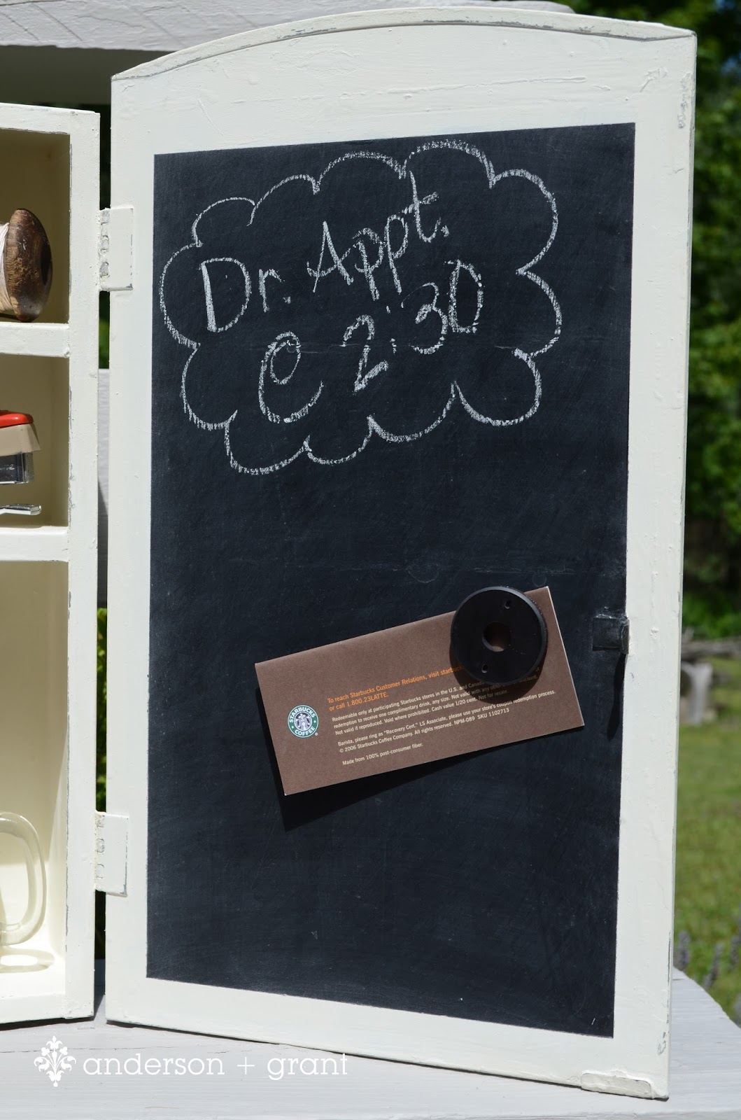 Medicine turned into Pottery Barn Message Center anderson + grant