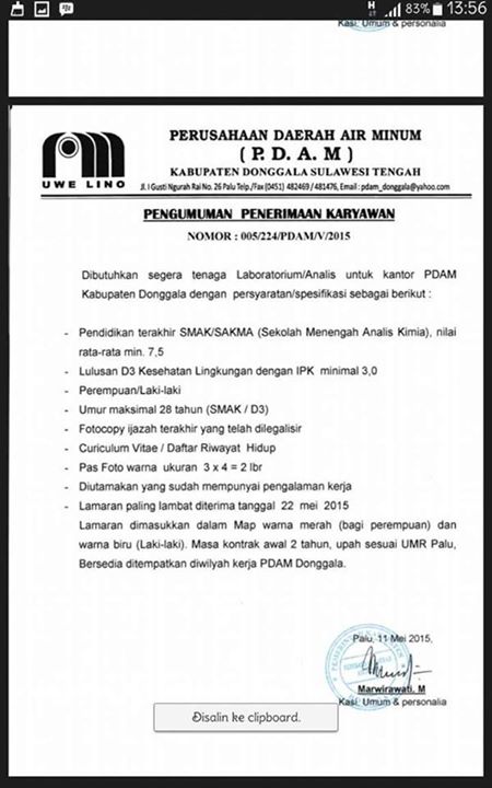 Kesling Poltekkes Makassar Lowongan Kerja Pdam