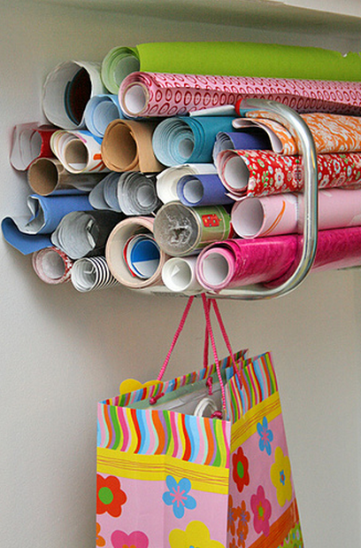14 Ways to Organize Your Wrapping Paper and Gift Bags