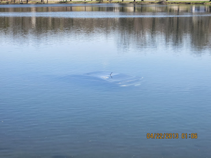 A car in Brady Lake in Brady Lake Village,2 blocks from the BLV fire department.