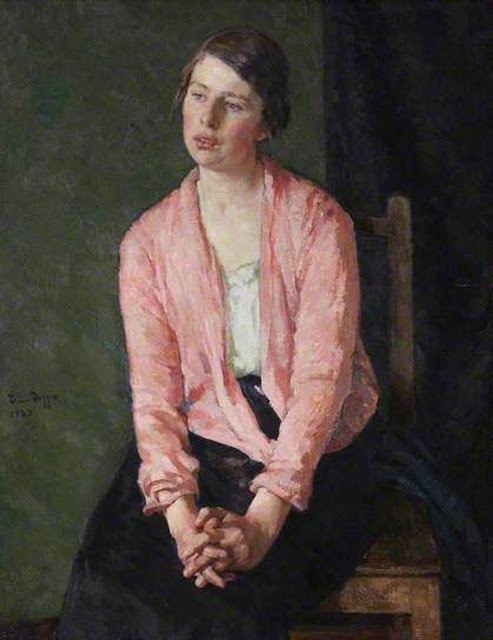 Self Portrait, David Foggie,Woman with Clasped Hands, Scottish Painter, International Art Gallery, Portrait Fine arts