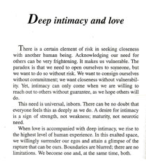 Deep Intimacy and love