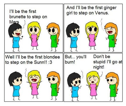 blonde jokes. reply