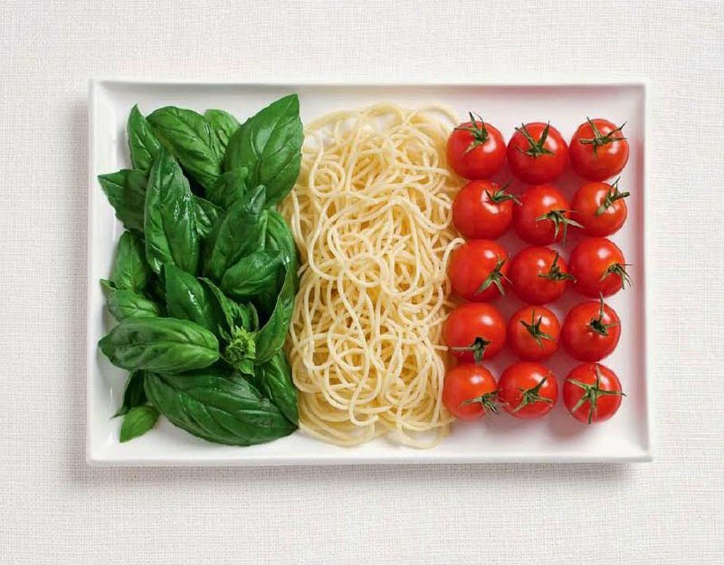 Italy Flag (Basil, pasta, tomatoes)