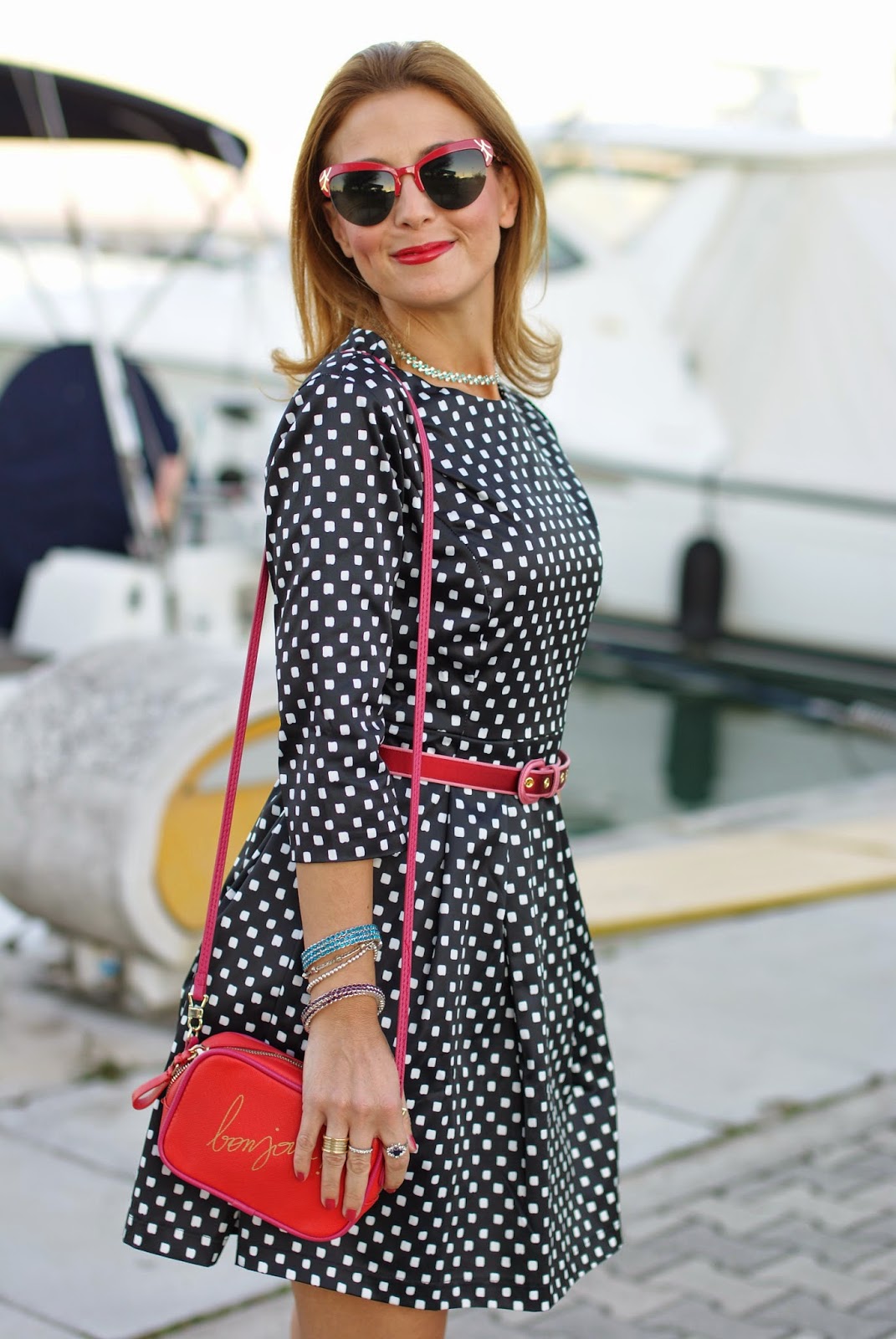 polka dots dress, bonjour bag, Luca Barra collana, Fashion and Cookies, fashion blogger