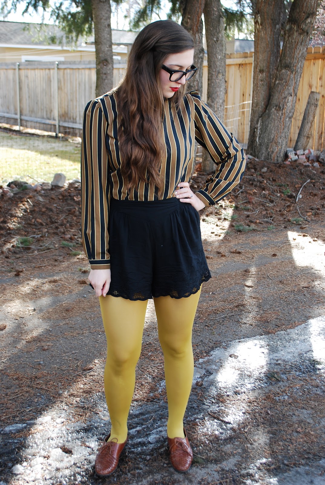 threadesque Outfit Post Lovely Stripes & Mustard Tights