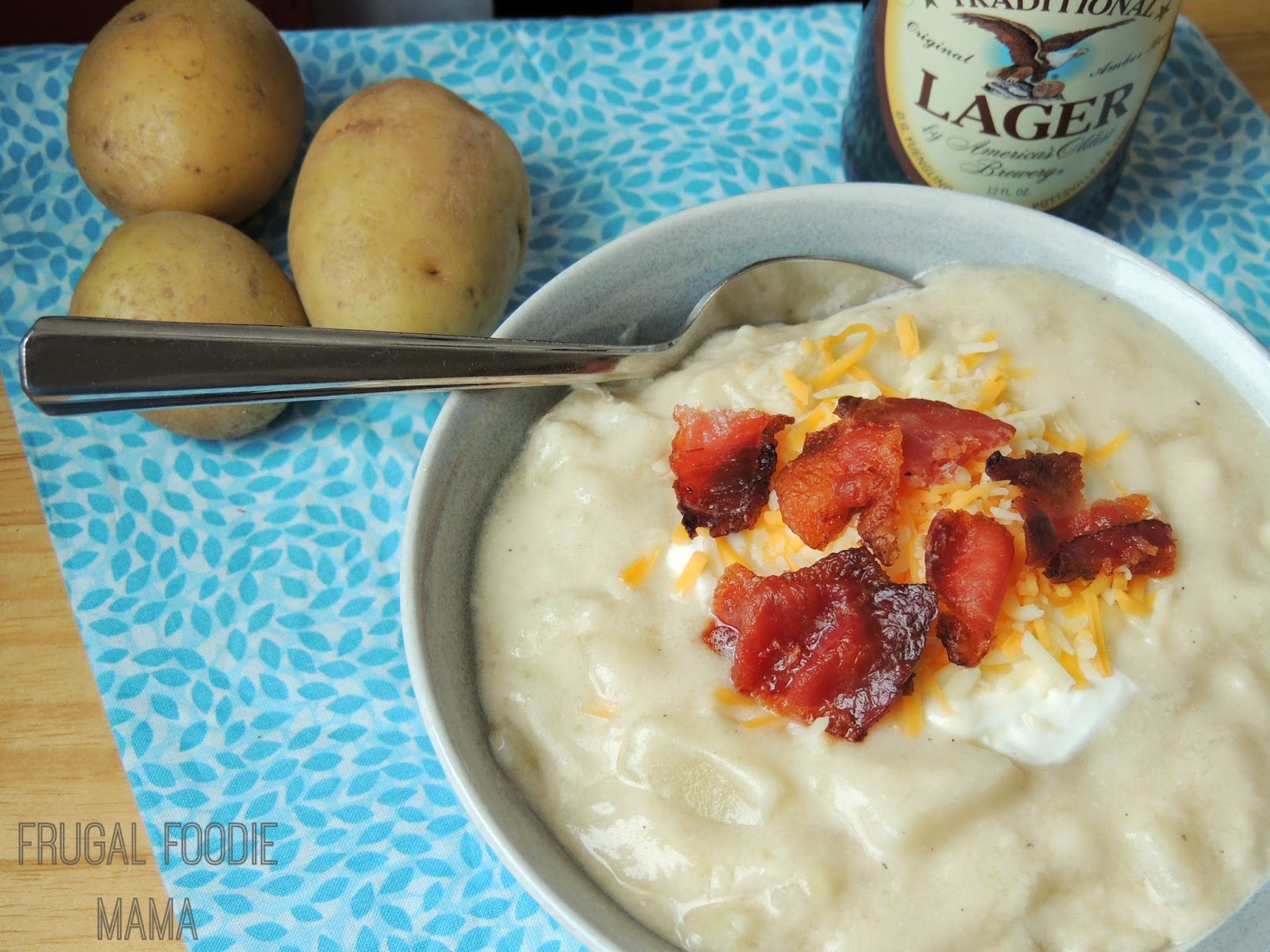 Frugal Foodie Mama Loaded Smashed Potato & Beer Soup