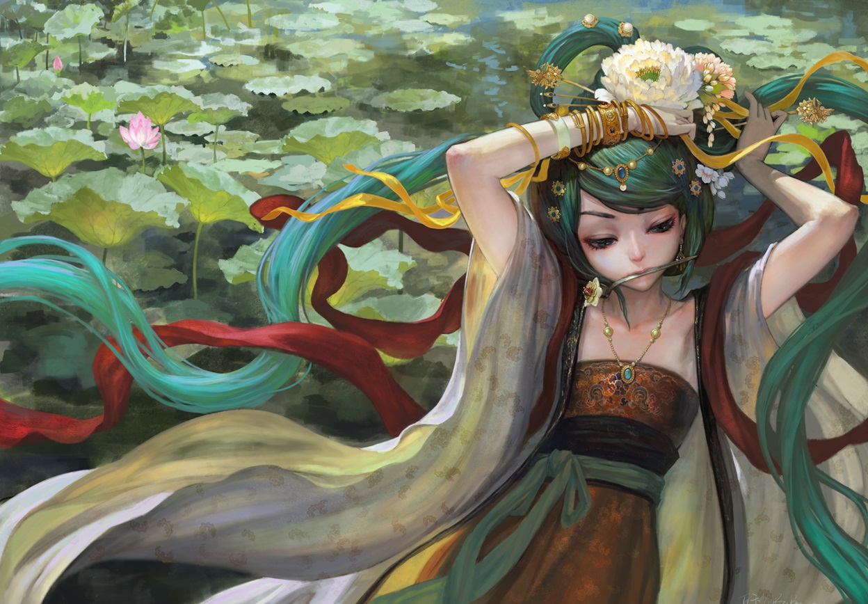 Hatsune Miku And Her Graceful Chinese Dress Vocaloid Anime