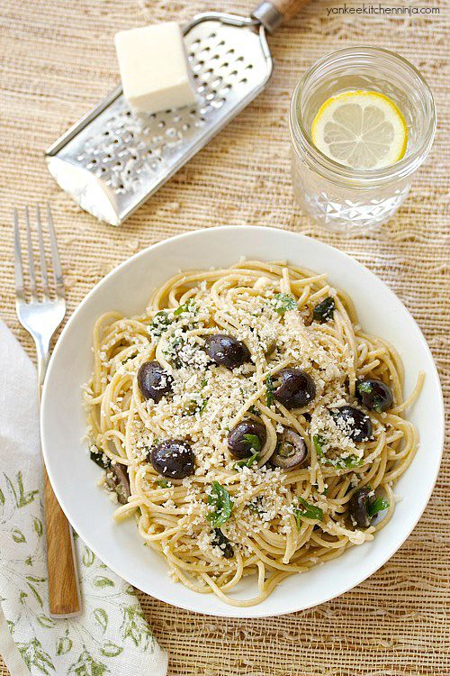 Mediterranean pasta with no cook olive sauce