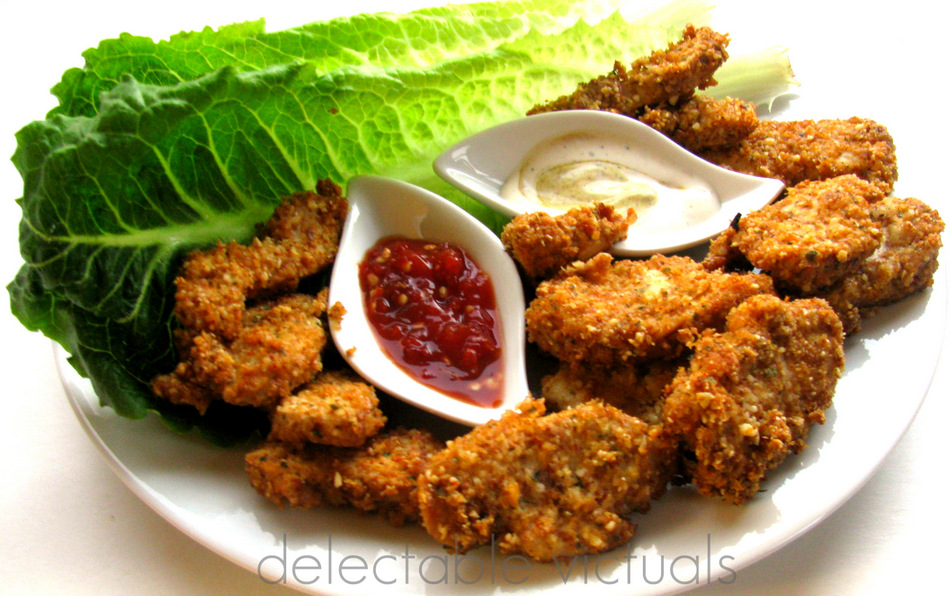 Delectable Victuals AlmondFlax Encrusted Baked Chicken Nuggets