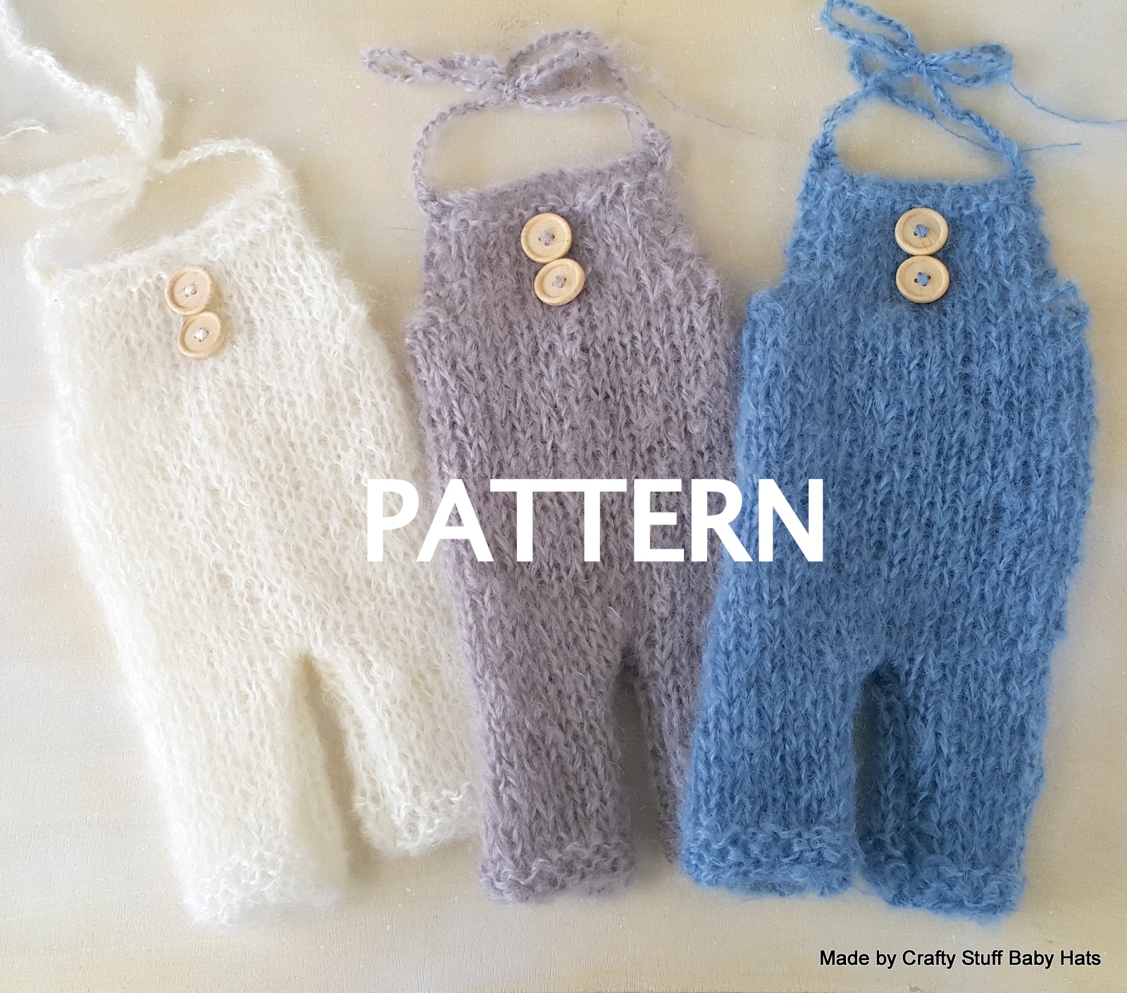 Crafty Stuff Baby Knits and Photo Props Knitting **Pattern** for Newborn baby Dungaree Romper