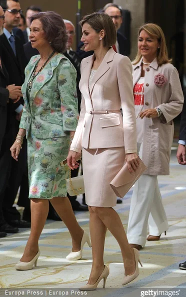 Queen Letizia of Spain and Queen Sofia attend 'Queen Sofia Awards' at El Pardo Palace on April 29, 2015 in Madrid, Spain