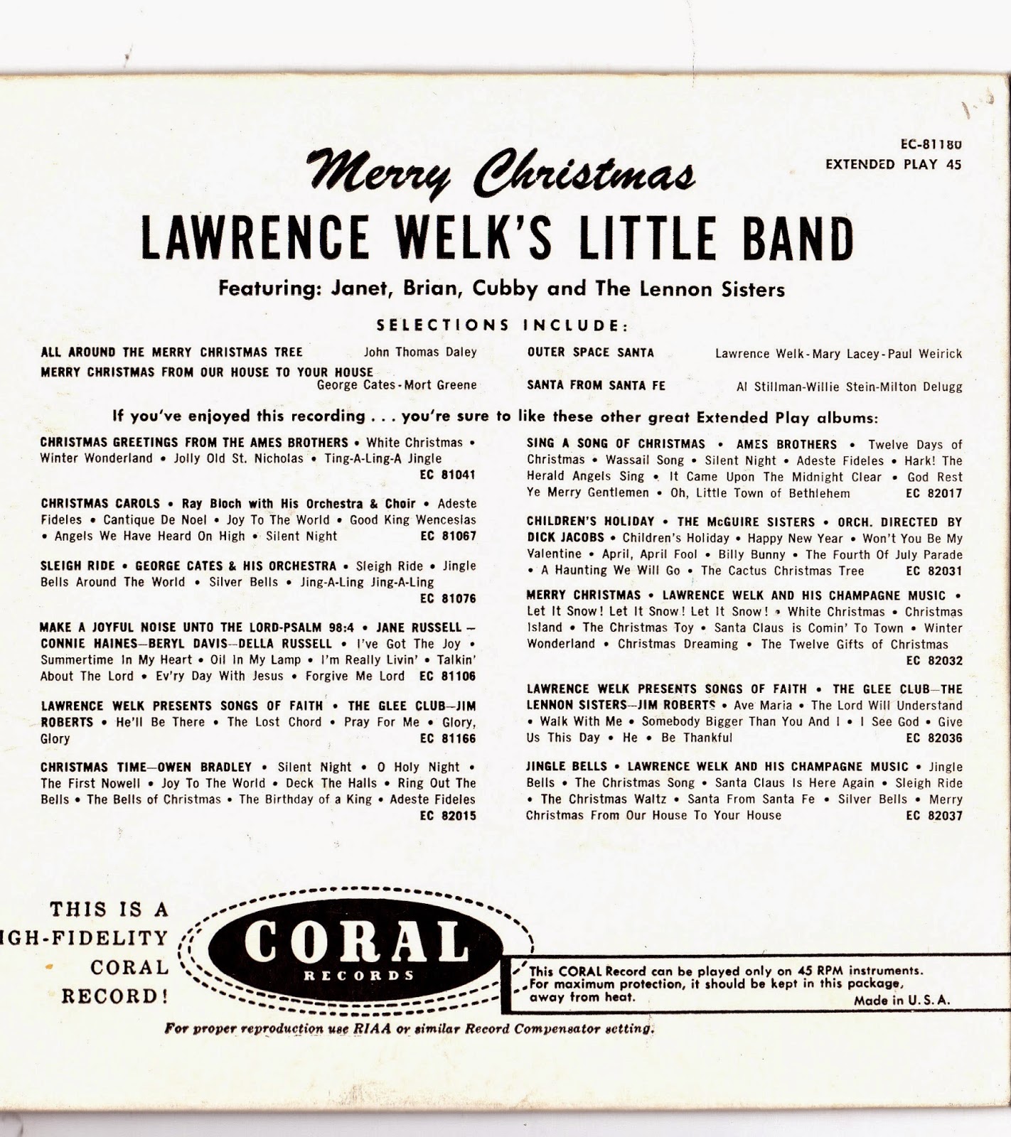 DJ Twain's Lawrence Welk Collection EC 81180 merry christmas