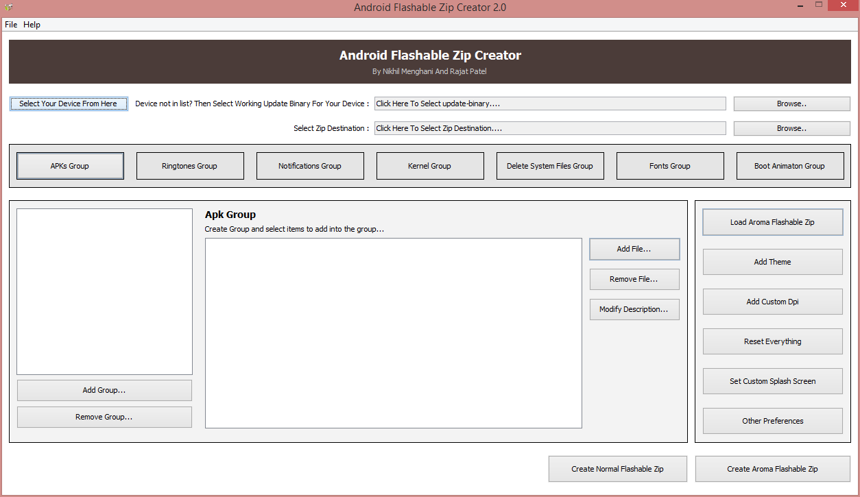 Android Flashable ZIP Creator v 2.0 XDA Tools for windows Android Development